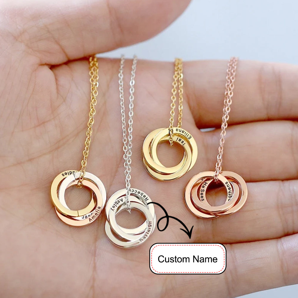 Personalised Family Names 3 Circles Necklace or Pendant With 