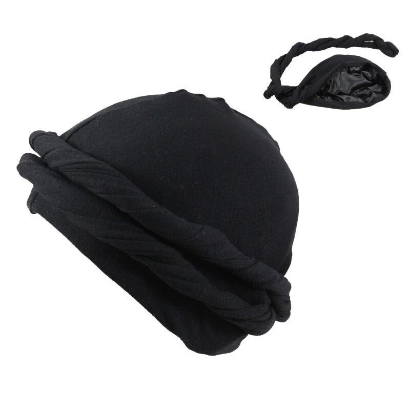Modal Satin Spring Turban for Men Twist Head Wraps for Men Stretch Tie for Hair Headscarf Breathable Hat Hood Headscarf Beanies