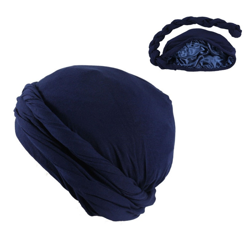 Modal Satin Spring Turban for Men Twist Head Wraps for Men Stretch Tie for Hair Headscarf Breathable Hat Hood Headscarf Beanies