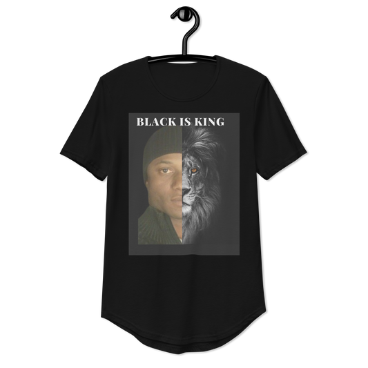 Custom Black is King Men's Curved Hem T-Shirt